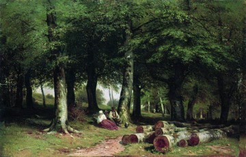 Landscapes Painting - in the grove 1869 classical landscape Ivan Ivanovich forest